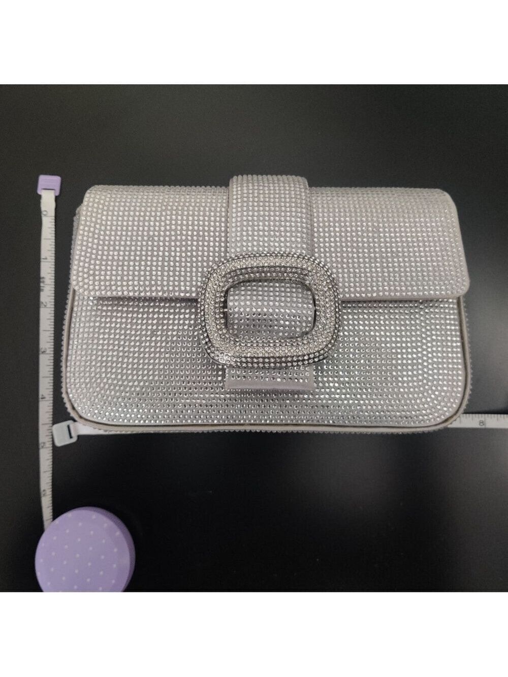 ZARA Silver Metallic Rhinestone Chain Crossbody Bag Y2K Party Glam 0443 - Picture 11 of 12